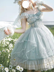 LIZAKOSHT - Lolita Skirt Embroidery Sweet Suspender Elegant Gorgeous Dress Adult Ceremony Games