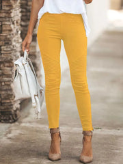 LIZAKOSHT - Slim Fit High Waist Elastic Leggings Pencil Pants Straight Leg Long Trousers Casual High Waist Pants for Women