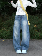 LIZAKOSHT - Blue Women Jeans High Waist Fashion American Vintage Streetwear Y2K NEW Wide Leg Jean Female Denim Trouser Baggy Denim Pants