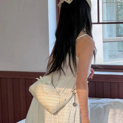 LIZAKOSHT - Korean Fashion Sweet Bow Underarm Bags Women Silver Commuter Shoulder Crossbody Bag