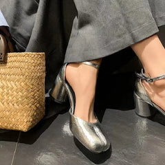 LIZAKOSHT - 2024 New Design Women High Heel Pumps Elegant Patent Leather Split Horse Toe Lady Shoes Tabi Female Moccasins Footwear C148
