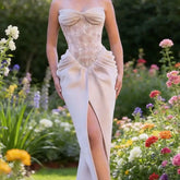 LIZAKOSHT - Elegant Sweetheart Ruched Illusion Mermaid Formal Evening Dresses Birthday Party Prom Gowns Customized