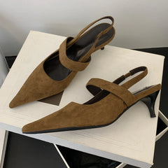 LIZAKOSHT - Sexy Red High Heels Women Pointed Toe Stiletto Heel Slingback Sandals Female Elegant Fashion Office Shoes Party Dress Shoes