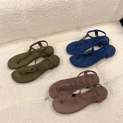 LIZAKOSHT - Cosy Square Clip Toe Low Heels Women Sandals Summer Fashion Metal Decoration Slip-On Outdoor Daily Shoes