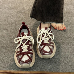 LIZAKOSHT - Women's Sneakers With Platform Woman-shoes Shoes Tennis Female Thick Sole Mesh Casual Roses Trainers Summer Leisure Retro