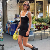 LIZAKOSHT - Dresses Summer Women's New Chic Elastic Tight Mini Elegant Holiday Women's Dress Street Summer Party Youth Dress