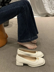 LIZAKOSHT - Shoes for Women Office Ladies Summer Footwear Purple Square Heels Low Heel Elegant Toe with Free Shipping on Offer Sale A E