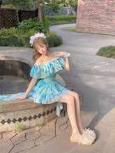 LIZAKOSHT - Princess sweet lolita bobon21 Deep Sea Summer Flower Sailor Moon bow sparkle Off Shoulder flounce dress D2247