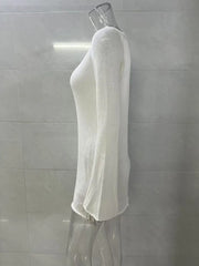 LIZAKOSHT - Spring New Seaside Vacation Sexy Simple Knitted Perspective Hoodie Dress