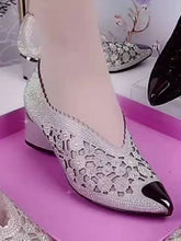 LIZAKOSHT - Women High Heels Shoes Summer Mesh Thick Pointed Toe Sandals New Fashion Brand Thick Pumps Ladies Shoes