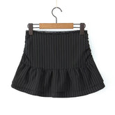 LIZAKOSHT - Y2K Cool Girls Drawstring Striped Mini Skirts Women Sexy Low Waist Lace Trim Summer Skirts