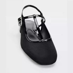 LIZAKOSHT - Black Mesh Women Mary Jane Shoes Comfortable Round Toe Fashion Buckle Strap Low Heel Shallow Large Size Daily Light Ladies Pumps