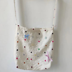 LIZAKOSHT - Girls Ins Kawaii Cute Colored Buttons Shoulder Bags Streetwear Fashion Sweet Bow Handbags Women Y2k Aesthetic Chic Underarm Bag