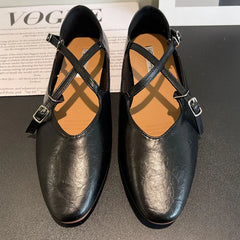 LIZAKOSHT - Autumn Women Flat Shoes Fashion Round Toe Slip On Ladies Eelgant Mary Jane Shoes Soft Flat Heel Outdoor Dress Boat Shoes New