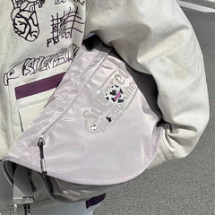 LIZAKOSHT - Korean Casual Simple Women Hobo Bag Y2k Kawaii Sweet Heart Letter Print Shoulder Fashion High-capacity Grunge Crossbody s