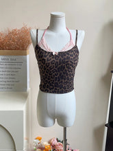 LIZAKOSHT - Summer Women Korean Ballet Core Fake Two Pieces Camisole Coquette Dark Academia Leopard Print Crop Top Gyaru 2000s Aesthetic Hot