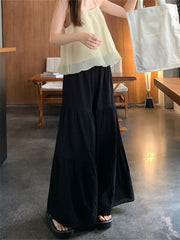 LIZAKOSHT - Wide-Legged Maxi Skirts Sweet Women Loose OL High Street Casual Daily Summer Work Wear Embroidery Flowers