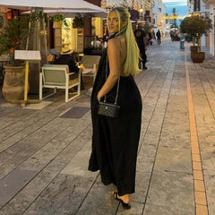 LIZAKOSHT - Dresses Summer Women's 2025 New Neck-Hanging Elegant Long Holiday Dress Women Street Chic Youth Loose Fashion Dress