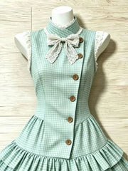 LIZAKOSHT - Dresses Vintage Y2k 2Piece Set Slim Plaid Streetwear 90s Short Skirt Woman Clothes Basics Sexy Dress Elegant Gyaru Emo