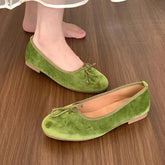 LIZAKOSHT - Green New Brand Women Flats Soft Leather Eelgant Dress Shoes Round Toe Shallow Slip On Ladies Casual Ballet Shoes Mujer