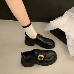 LIZAKOSHT - Summer Shoes Ladies British Style Clogs Platform Women's Heels Female Footwear Autumn Loafers With Fur Oxfords Preppy New C