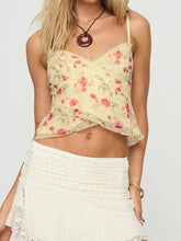 LIZAKOSHT - Bodycon Sexy Backless Camisole Floral Print Sleeveless Retro Summer Cropped Tops Elastic Hottie Women's Clothing