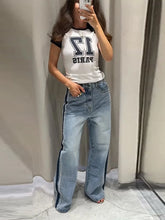 LIZAKOSHT - Street Tassel Loose Jeans Women Contrast Straight Long Pockets High Waist Denim Trousers Female Fashion Autumn Lady Bottoms