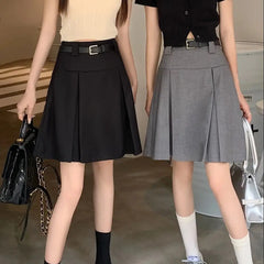 LIZAKOSHT - Preppy Style Pleated Skirts High Waist Women Summer Spring Retro Japanese Fashion Vintage Harajuku High Quality Skirt
