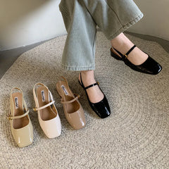 LIZAKOSHT - Women Square Toe Sandals Dress Elegant Slippers 2024 Summer Fashion High Heels Shoes Trend Outdoor Chunky Pumps Female Slides