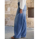 LIZAKOSHT - Fashion Casual Washed Wide Leg Jeans for Woman Y2k Clothes Stretchy Comfort Vintage Denim Trousers Fashion Casual