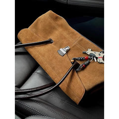LIZAKOSHT - New Brown Suede High-end Tote Bag Fashionable Women's Bag Versatile Suede Handbag Single Shoulder Armpit Bag Commuter Bag