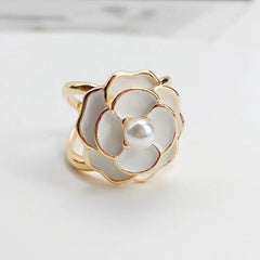 LIZAKOSHT - Buckles Clothing Accessory Pearl Alloy Camellia Hollow Out Fashion Jewelry Women Shawl Clips Vintage Scarf Buckle Silk Brooch