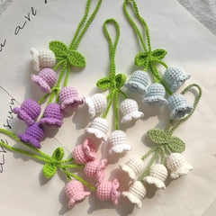 Lily Orchid Pendant Finished Crochet Flower Knitted Flower Diy Flower String Keychain Car Interior Pendant Crochet Accessories