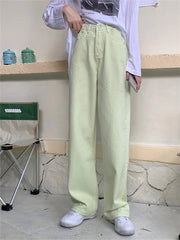 LIZAKOSHT - Candy Color Pants Loose Summer New Women Casual Mopping Straight High Waist Slim New Solid Chic Office Lady