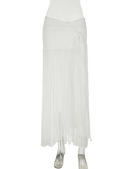 LIZAKOSHT - Vacation Loose Low-waisted Mesh Splicing Long Skirts Summer New Ruffle Half Body Skirt Women's Clothing