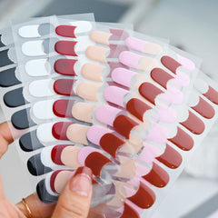 16Strips French UV Semi-Cured Gel Nail Wraps Sticker Full Cover Long Lasting LED Lamp Gel Cured Slider Decals For Nail Extension