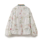 LIZAKOSHT - 2024 Women Floral Embroidery Boho Blouse Shirt Vintage Puff Sleeve Round Neck Female Holiday Summer Tops