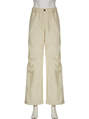 LIZAKOSHT - Cargos Style Basic Quick-drying Woven Pants Women Streetwear Harajuku Pockets Baggy Wide Leg Trousers Y2k Casual