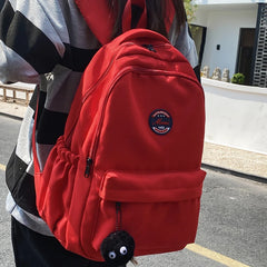 LIZAKOSHT - New Unisex Large Capacity Student Backpack Korean Solid Color Boys Girls Book Pack Nylon Waterproof Travel Bag Schoolbag