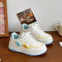 LIZAKOSHT - Kawaii Platform Sneakers Shoes for Women Cute Sweet Solid Colour Womens Sports Shoes Casual Versatile Female Shoes