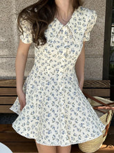 LIZAKOSHT - 2026 Summer New Floral Short Sleeve Dress Women's Elegant Slim Fit Sweet Button Front Puff Sleeves Mini Dress