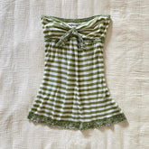 LIZAKOSHT - Y2k Clothes T Shirt for Women Japanese Style Vintage Sexy Ropa De Mujer Spring Summer Stripes Bows Short T-shirts