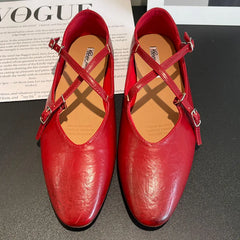 LIZAKOSHT - Autumn Women Flat Shoes Fashion Round Toe Slip On Ladies Eelgant Mary Jane Shoes Soft Flat Heel Outdoor Dress Boat Shoes New