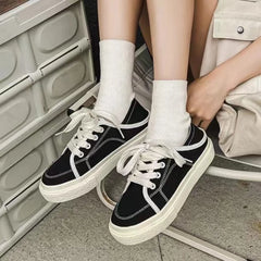 LIZAKOSHT - Women's Sneakers, Classic Black Canvas Shoes, Platform Casual Vulcanized Shoes Luxurious Designer Shoes, Female Sports Shoes