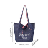 LIZAKOSHT - Denim Shoulder Bag Reversible Plaid Bohemian Messenger Bag Women Cute Dog Printed For Daily Use Large Capacity