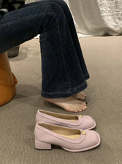 LIZAKOSHT - Shoes for Women Office Ladies Summer Footwear Purple Square Heels Low Heel Elegant Toe with Free Shipping on Offer Sale A E