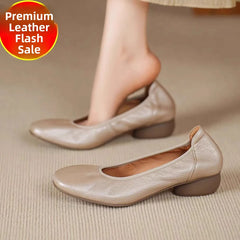 LIZAKOSHT - Leather Low-Heel Slip-On Women's oes Soft Bot Faionable Comfortable Casual Footwear for Middle-Aged And Young Women