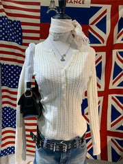 LIZAKOSHT - Twist Flower Buttons Knitwear Woman Autumn O-neck Long Sleeve Knitted Slim Pullovers Casual Simple Solid Baisc Sweater Y2k Tops