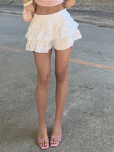 LIZAKOSHT - Coquette Pleated Cake Mini Skirt for Women Kawaii Short Skirt Y2K Sweet Cute Elastic Waist Bottoms Lolita Girl Clothes