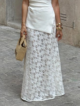 LIZAKOSHT - Women's Chic Streetwear White Jacquard Skirts Ankle Length Lace Midi Skirt Stylish Daily Skirt Women's Clothing